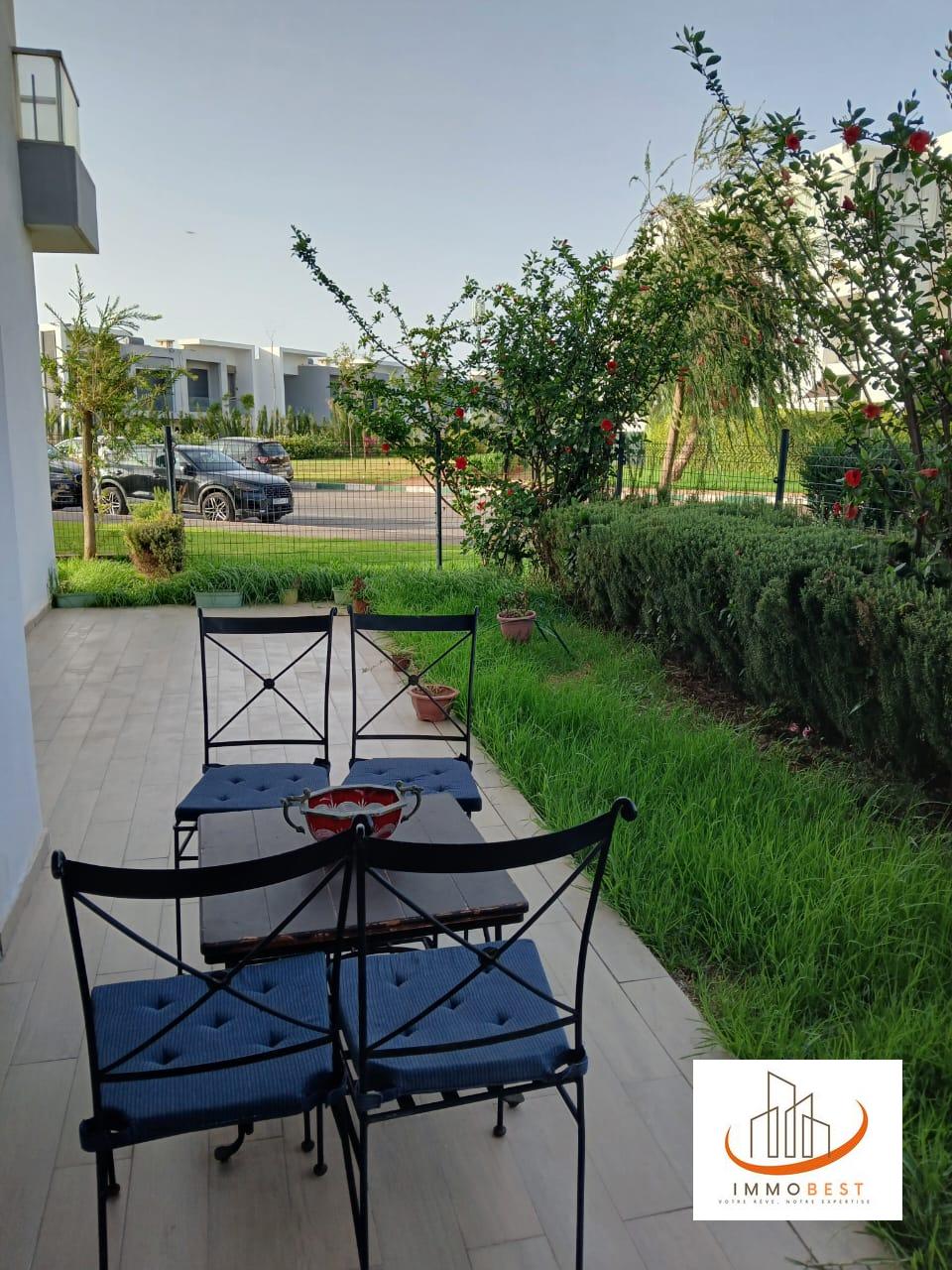 Bouskoura, location appartement rez de jardin à Prestigia, MEUBLE 2 CH