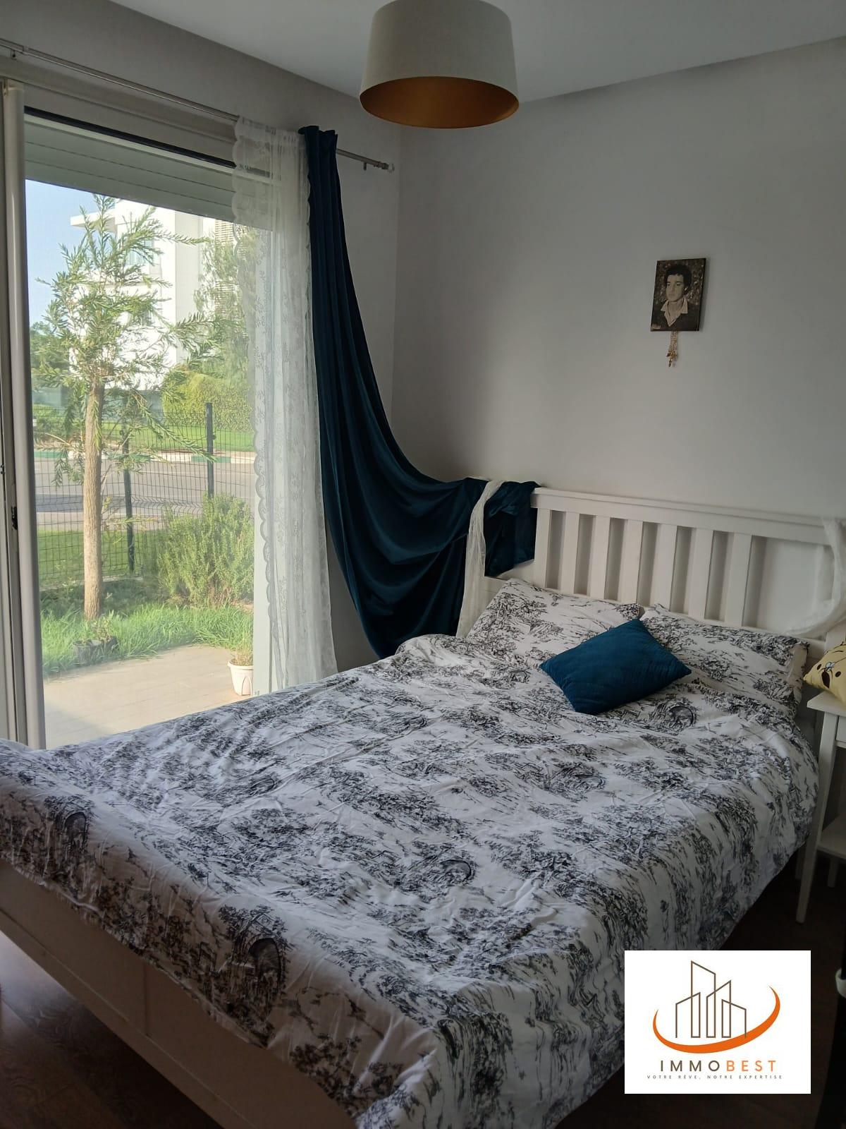 Bouskoura, location appartement rez de jardin à Prestigia, MEUBLE 2 CH — 2