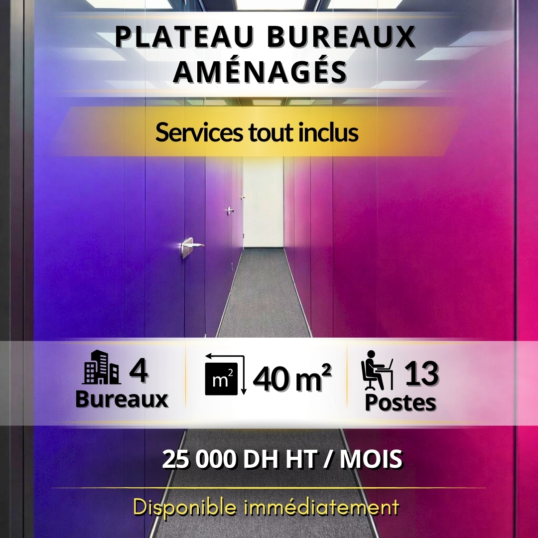 Plateau Bureaux Aménagés – 13 Postes | Marina Casablanca