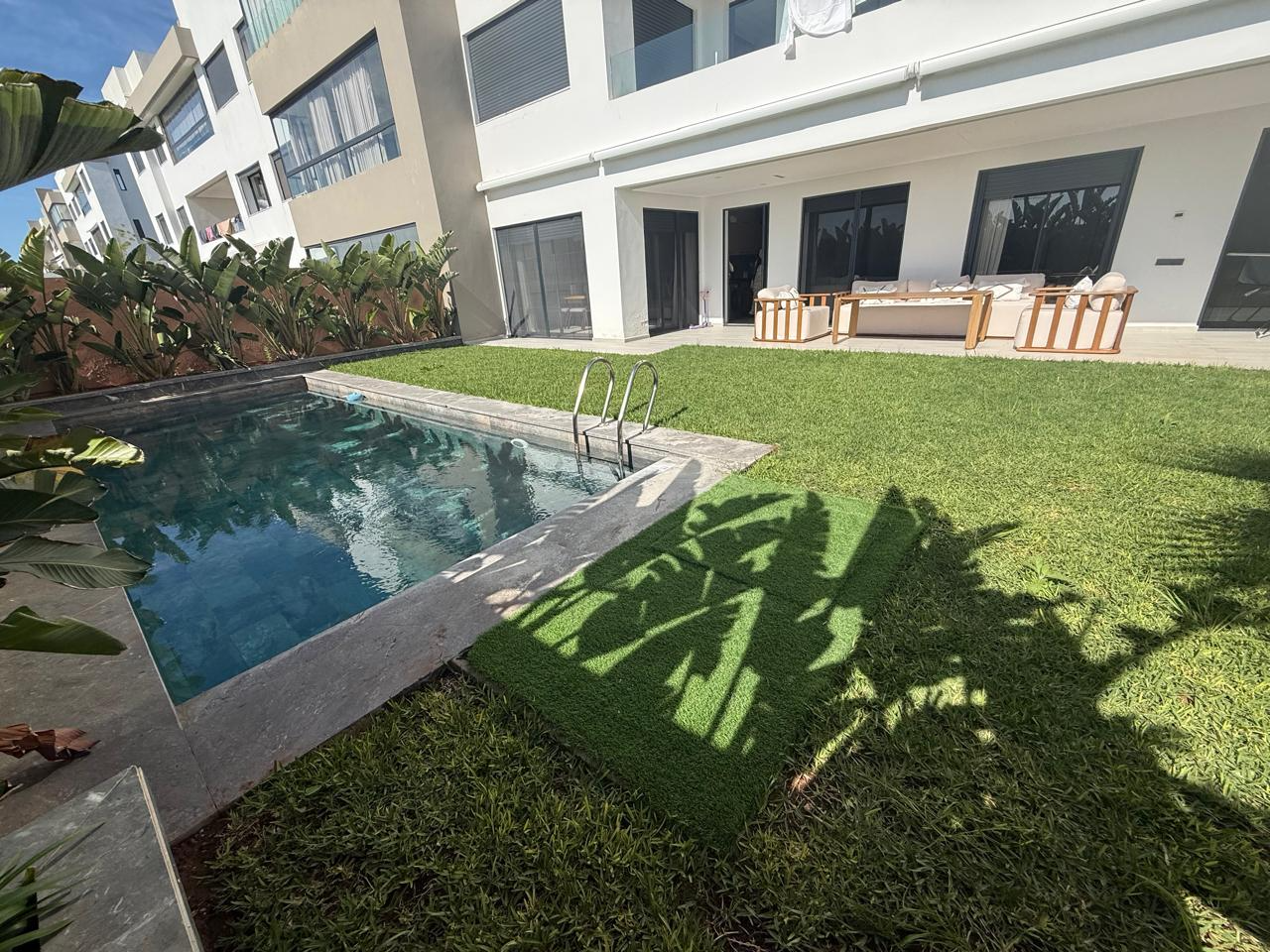 Dar bouazza,, location d’un appartement meublé piscine privative 3 CH