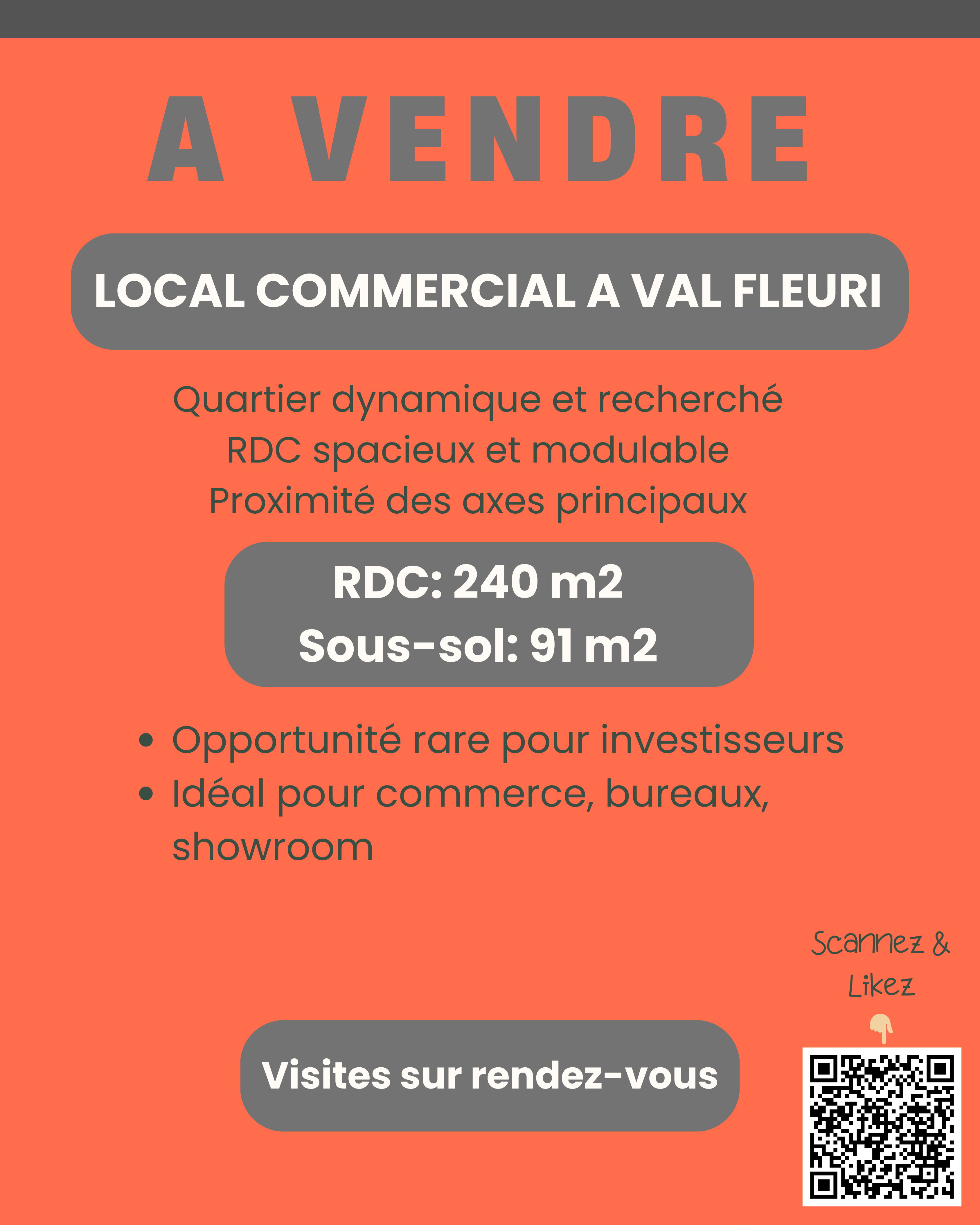 Local commercial à vendre à Casablanca Val Fleuri