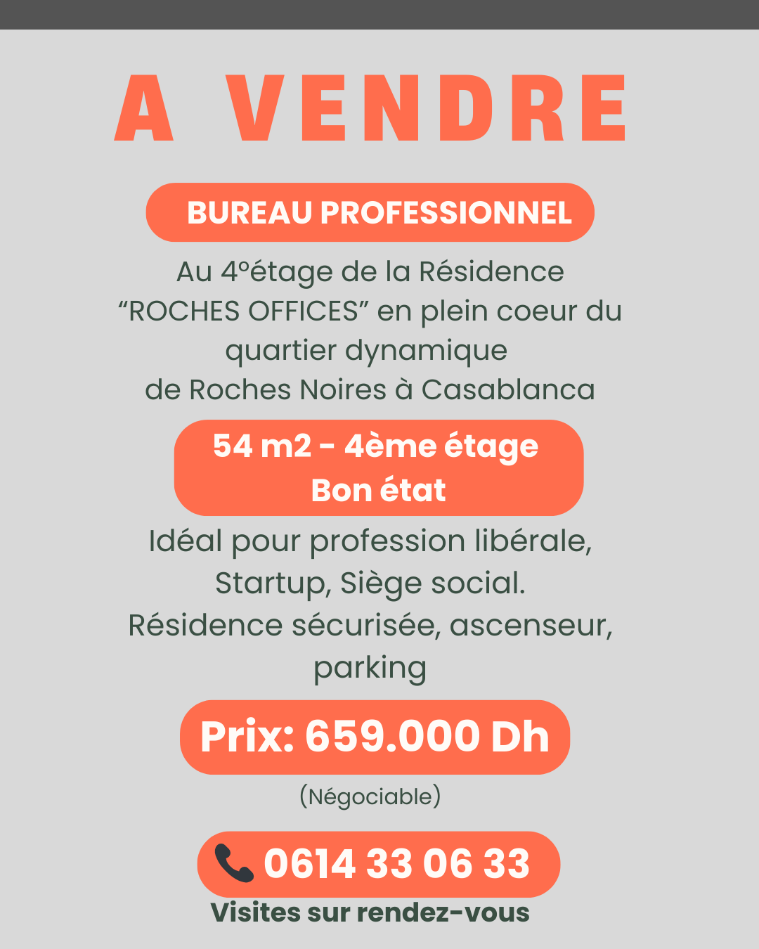 Bureau de 54 m2 à Roches Noires
